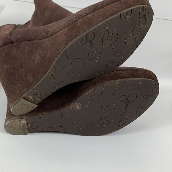 Jessica Simpson Brown Suede Leather wedge platform ankle boots - Picture 11 of 12